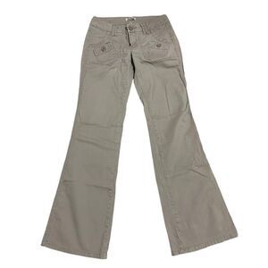 Y2K Khaki Flare Low Rise Bellbottom Casual Trouser Flap Pocket Jeans